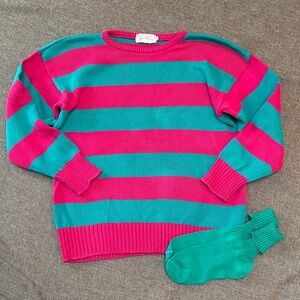 Vintage Trimmingham’s Bermuda Vintage Cotton Sweater Striped 80s Preppy Socks